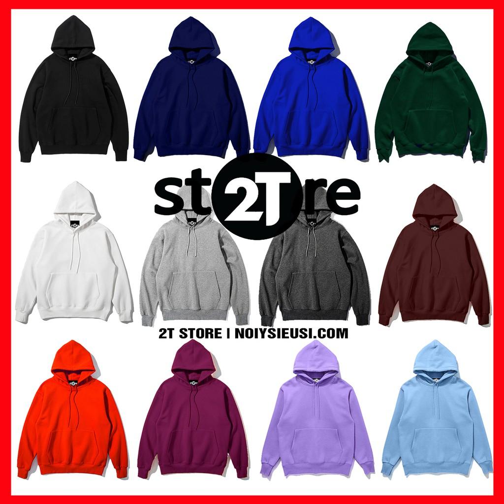 Áo Hoodie unisex 2T Store bst 24 màu sắc khoác nỉ chui đầu nón 2 lớp dày dặn chất lượng