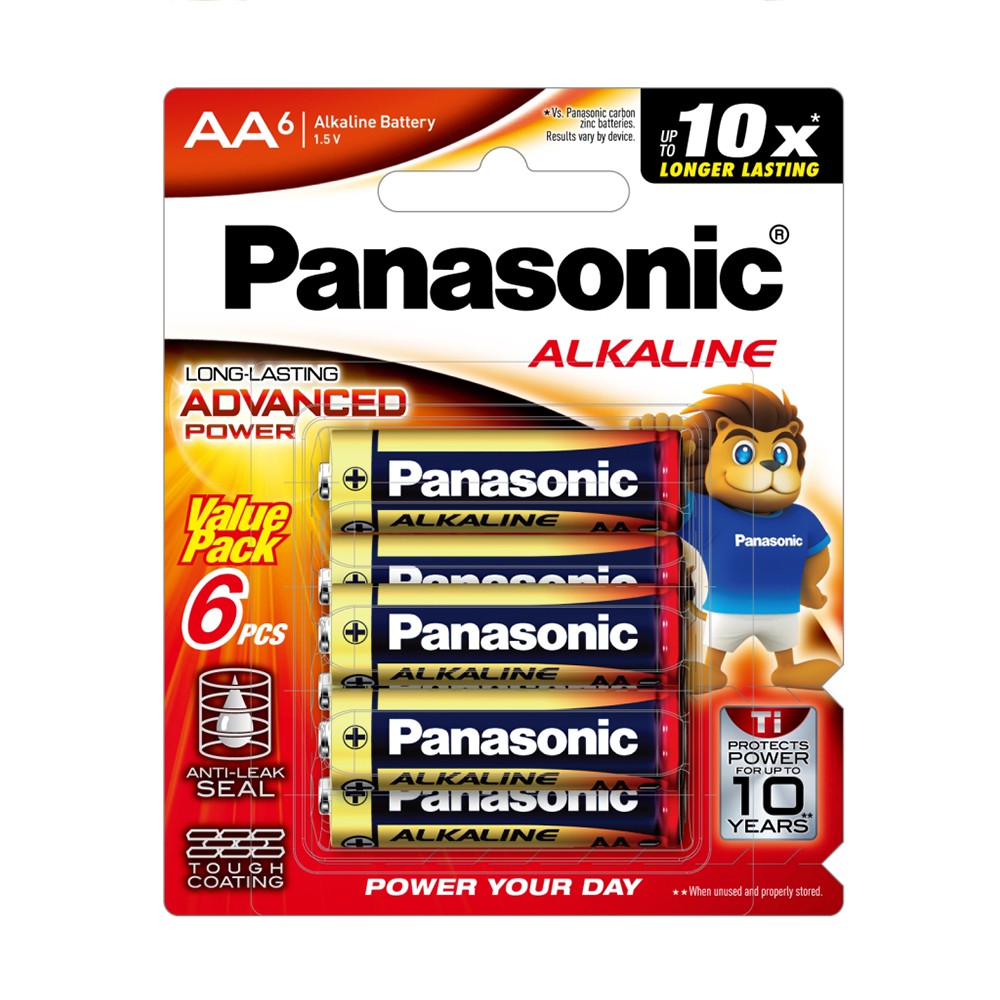 Vỉ 6 viên pin Panasonic AA Alkaline 1.5V LR6T/6BA-V - Hàng Chính Hãng