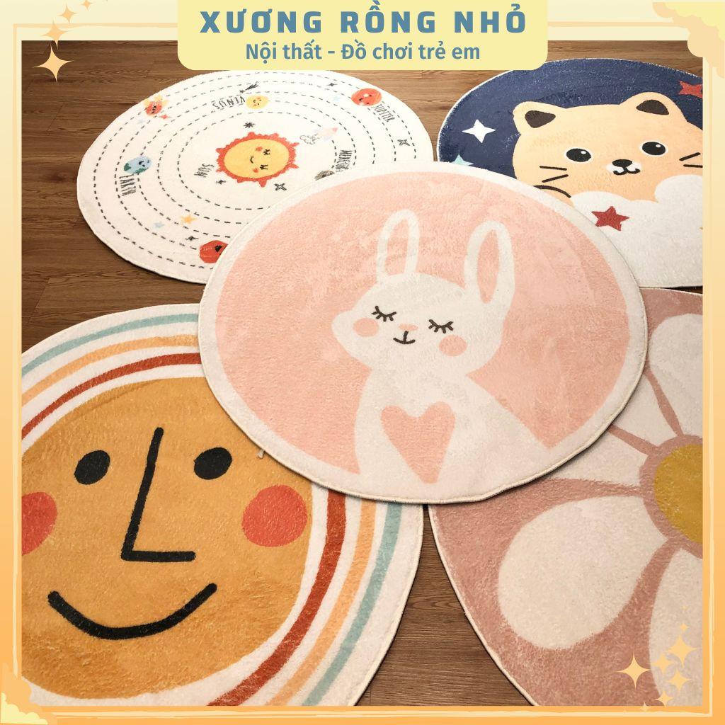 Thảm trang trí phòng bé trải sàn chống trượt in hình dễ thương - Thảm decor phòng cho bé đường kính 100cm