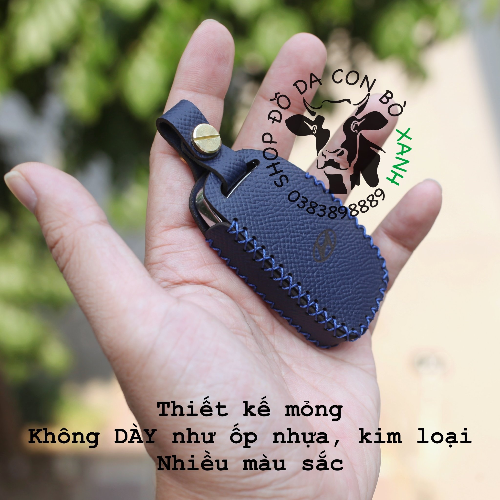 Bao da chìa khoá Hyundai Creta 2022, Hyundai Stargazer 2022 2023 4 nút handmade da thật 008b