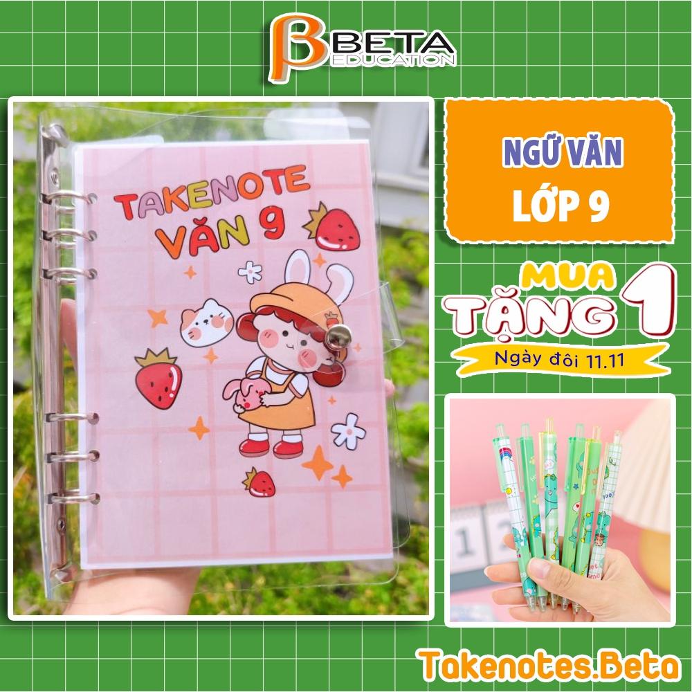 Sổ takenote Văn 9, sổ tay ghi chép văn 9, sổ lò xo bìa trong Beta, sổ còng đóng Binder làm sổ planner bullet journal