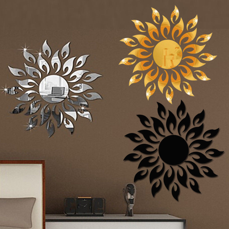 Decal dán tường trang trí gương mặt trời nghệ thuật sang trọng dán kính, tường, gỗ