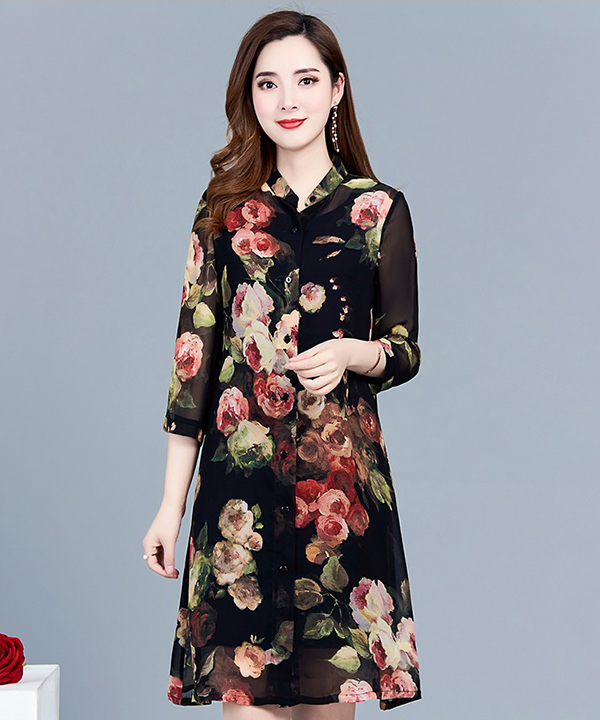 ĐẦM KÈM ÁO KHOÁC HOA