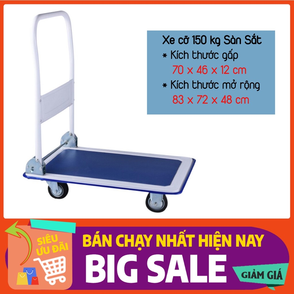 Xe kéo hàng ,xe đẩy hàng gấp gọn sàn trắng nhập khẩu, XDT04-Trắng 150kg