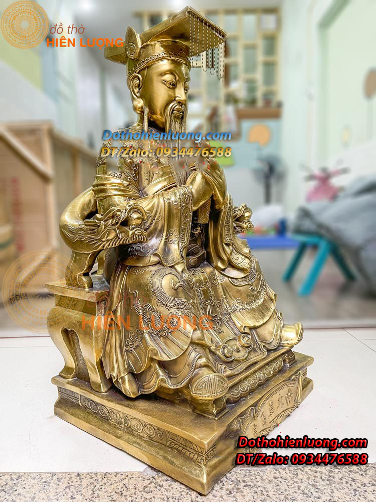 Tượng Ngọc Hoàng Thượng Đế Bằng Đồng Nguyên Chất Kích Thước 35x32x66cm, Nặng 26Kg - Đồ Thờ Hiên Lượng