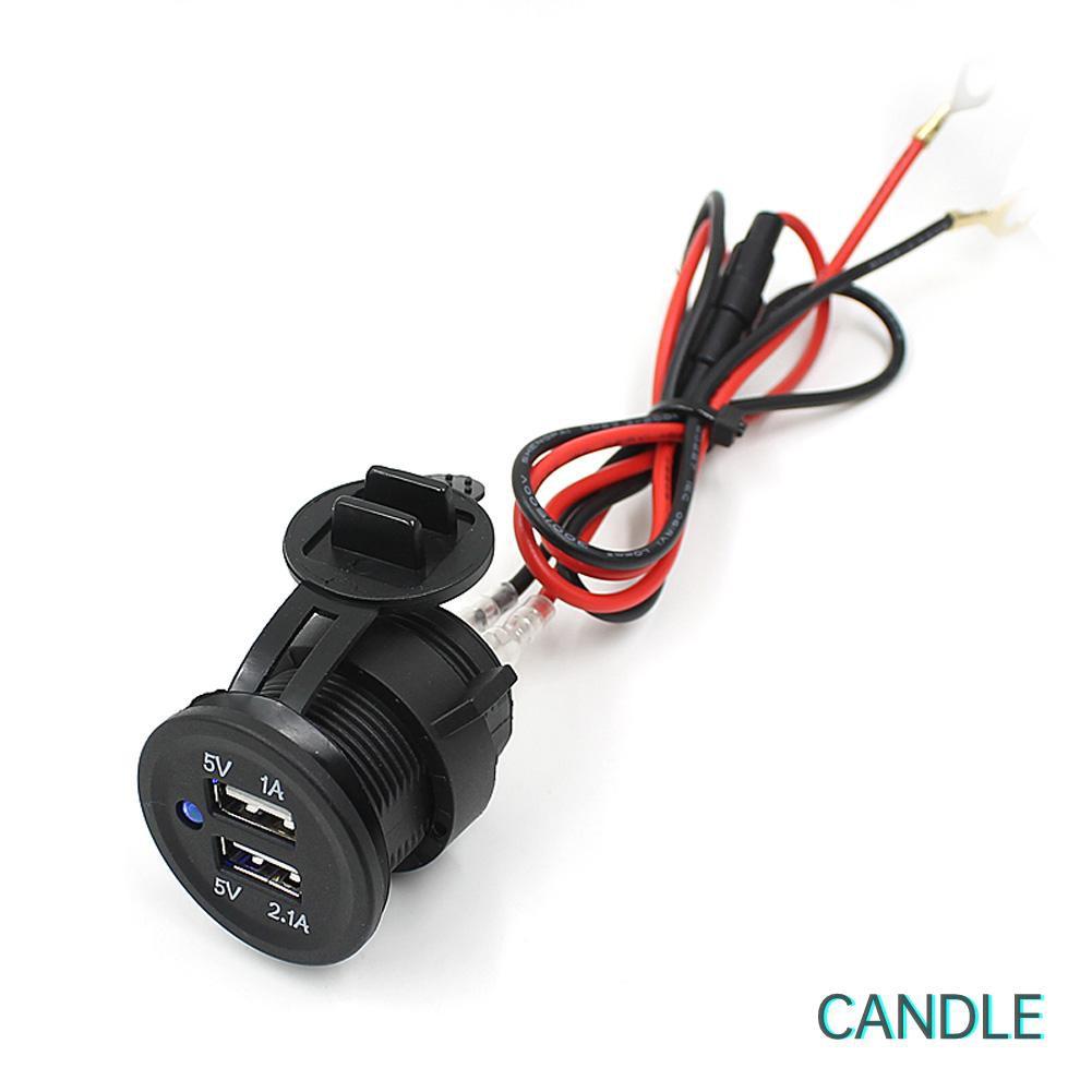 Đầu Sạc Usb Kép 12v Cho Xe Hơi / Xe Máy