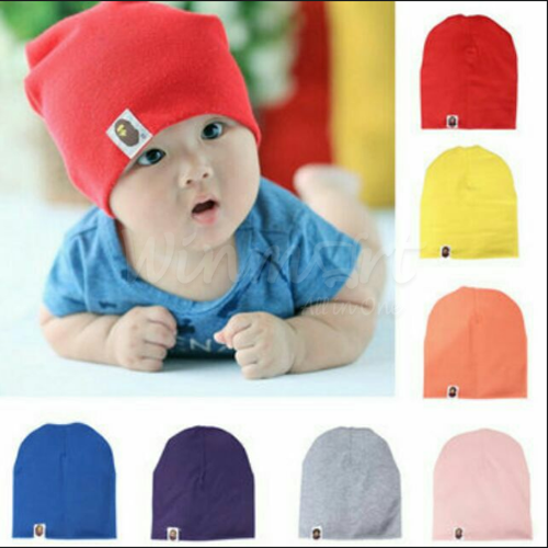 Mũ vải cotton thun mẫu trơn, nón đội đầu thun phong cách Hàn Quốc cho bé từ 6 tháng đến 3 tuổi