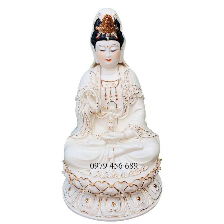 Tượng Quan Âm sứ cao 41cm