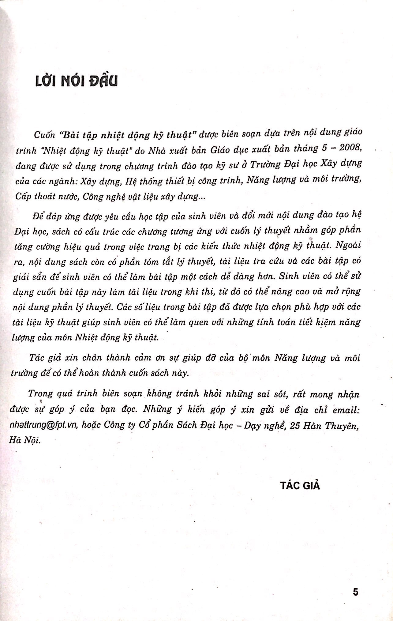 Bài Tập Nhiệt Động Kỹ Thuật- Dùng Cho Các Trường Đại Học Khối Kỹ Thuật Công Trình