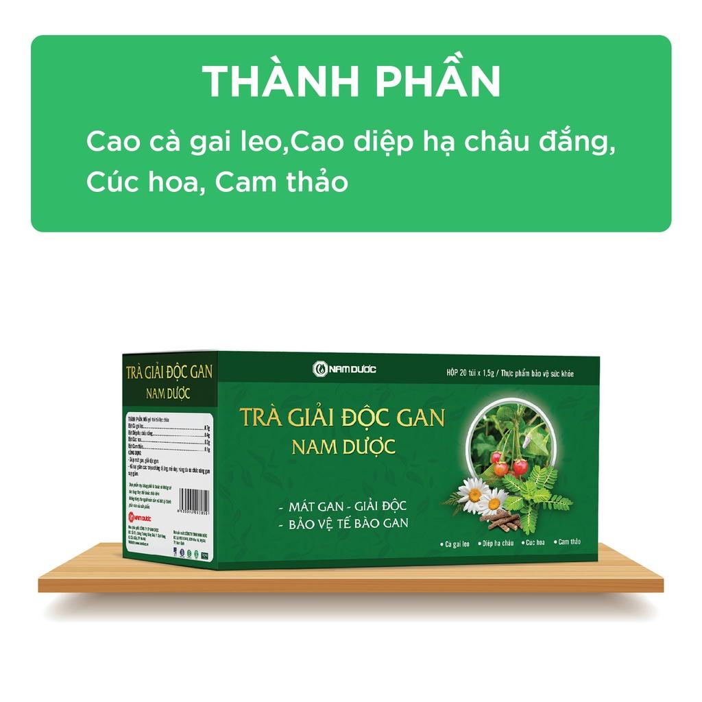 Trà giải độc gan Nam Dược (hộp 20 gói x1,5g) thanh nhiệt,giải độc,bảo vệ và tăng cường chức năng gan