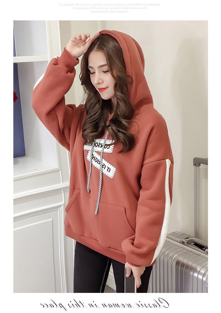 Phụ nữ mùa thu đông ăn mặc dài tay áo lỏng lẻo phiên bản fleece trên