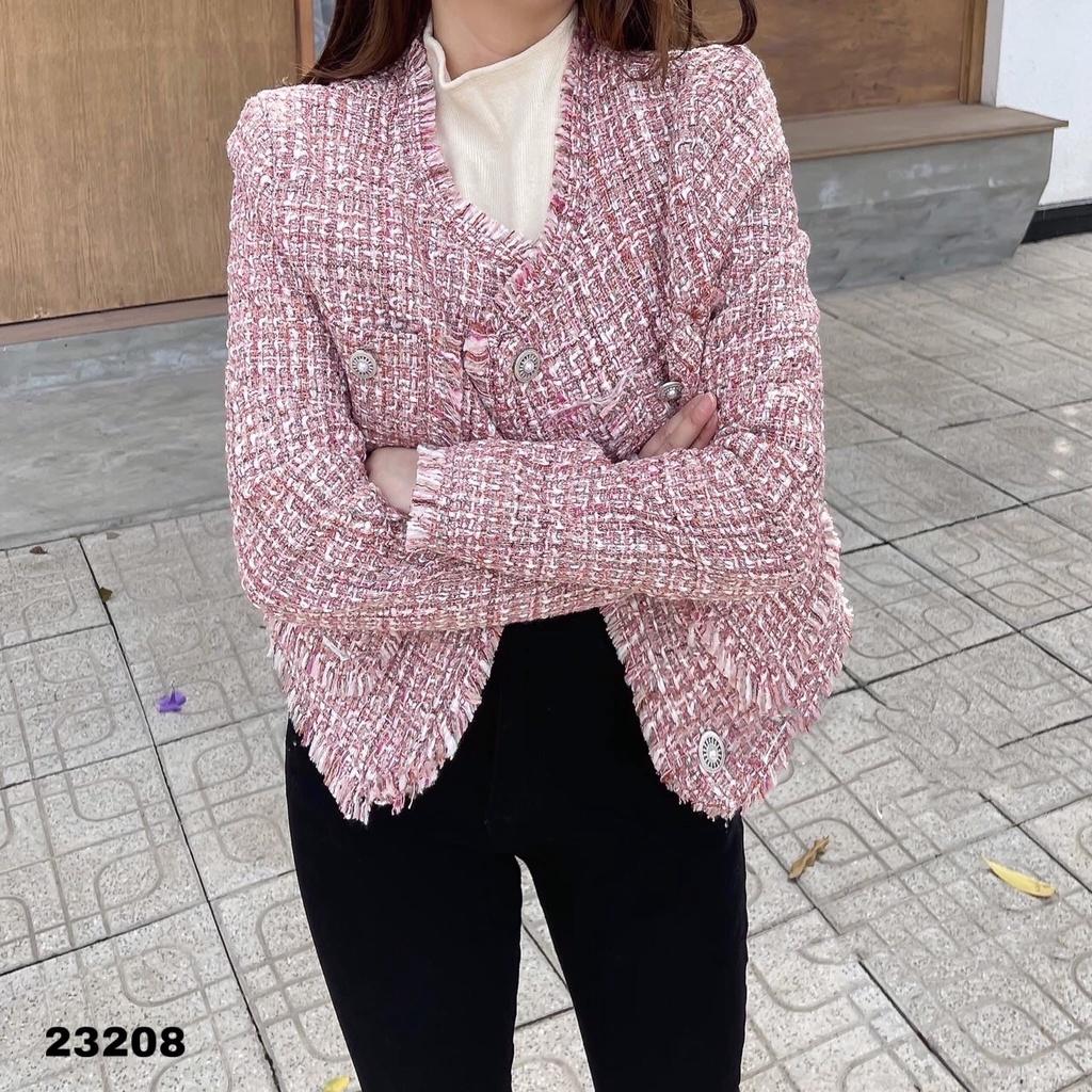 23208KH23208- KHoác dạ xù 4 túi tua rua 6905 TN