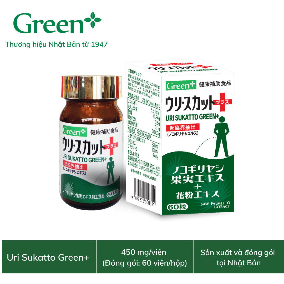 Viên uống hỗ trợ Tuyến tiền liệt, tăng cường sinh lực nam giới - Uri Sukatto Green+ Nhật Bản