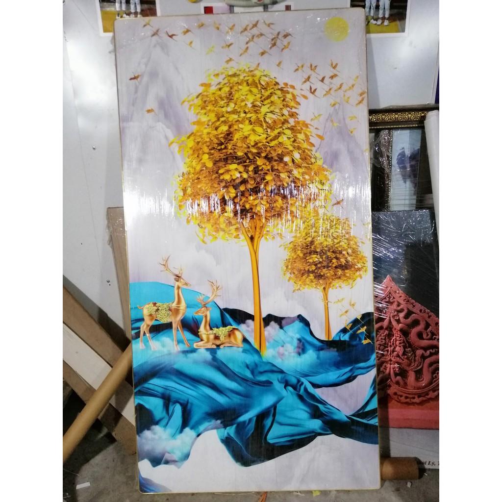 Tranh tráng gương hươu cao cấp