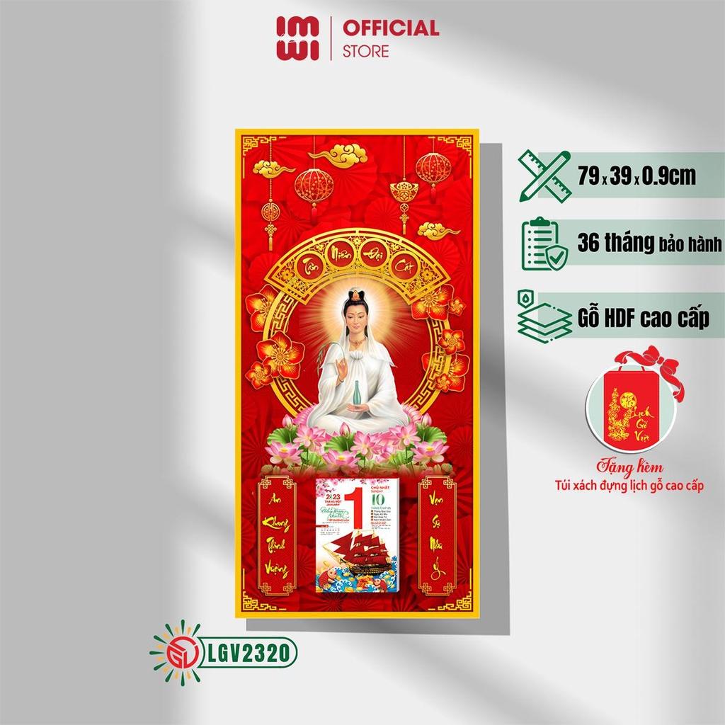 Lịch gỗ Phật Quan Âm IMWI LGV2320 - Lịch phật giáo treo tường