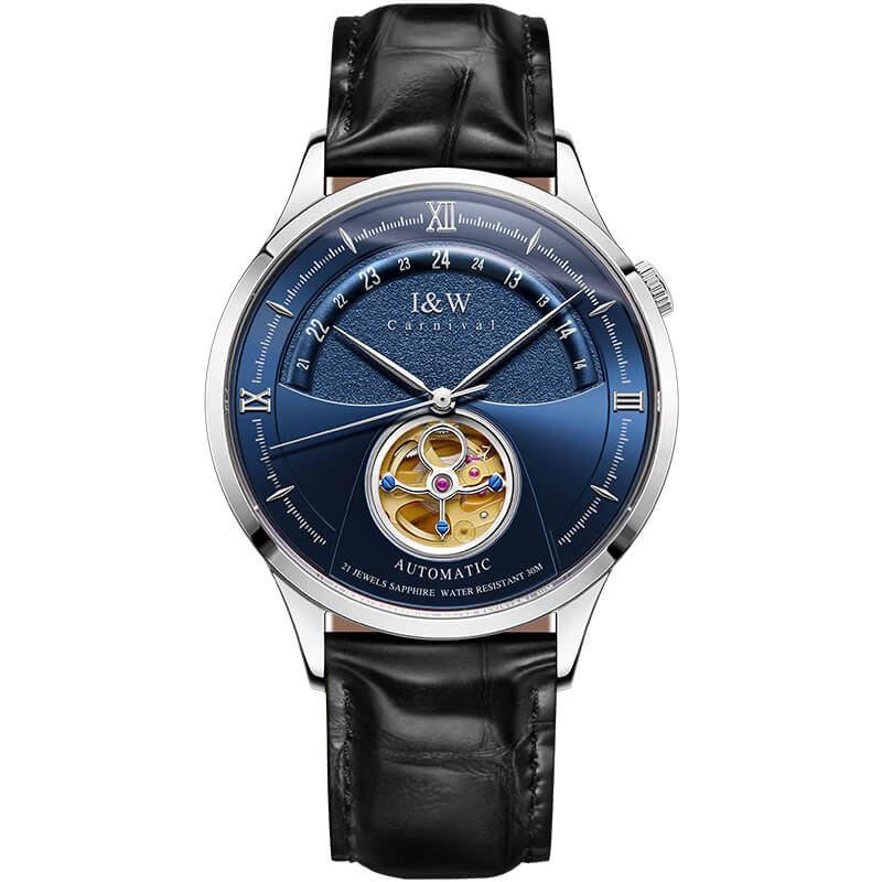 Đồng hồ nam chính hãng IW CARNIVAL IW525G-5 Kính sapphire ,chống xước,Chống nước ,Bảo hành 24 tháng,Máy cơ ,Dây da cao cấp,thiết kế lộ cơ thể thao