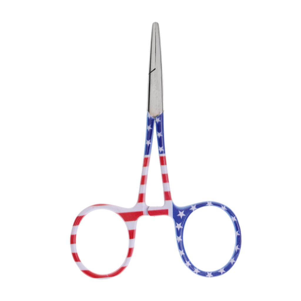 Bright Color Fly Fishing Locking Elbow Scissor Plier Hemostat Hook Remover