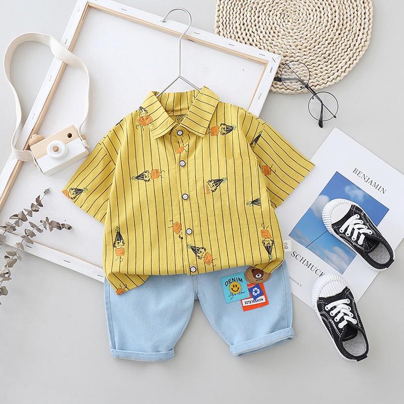 BSN3 Size 80-120 (6-21kg) bộ Áo sơ mi chất đẹp + Quần Jean cho bé HÀNG QUẢNG CHÂU
