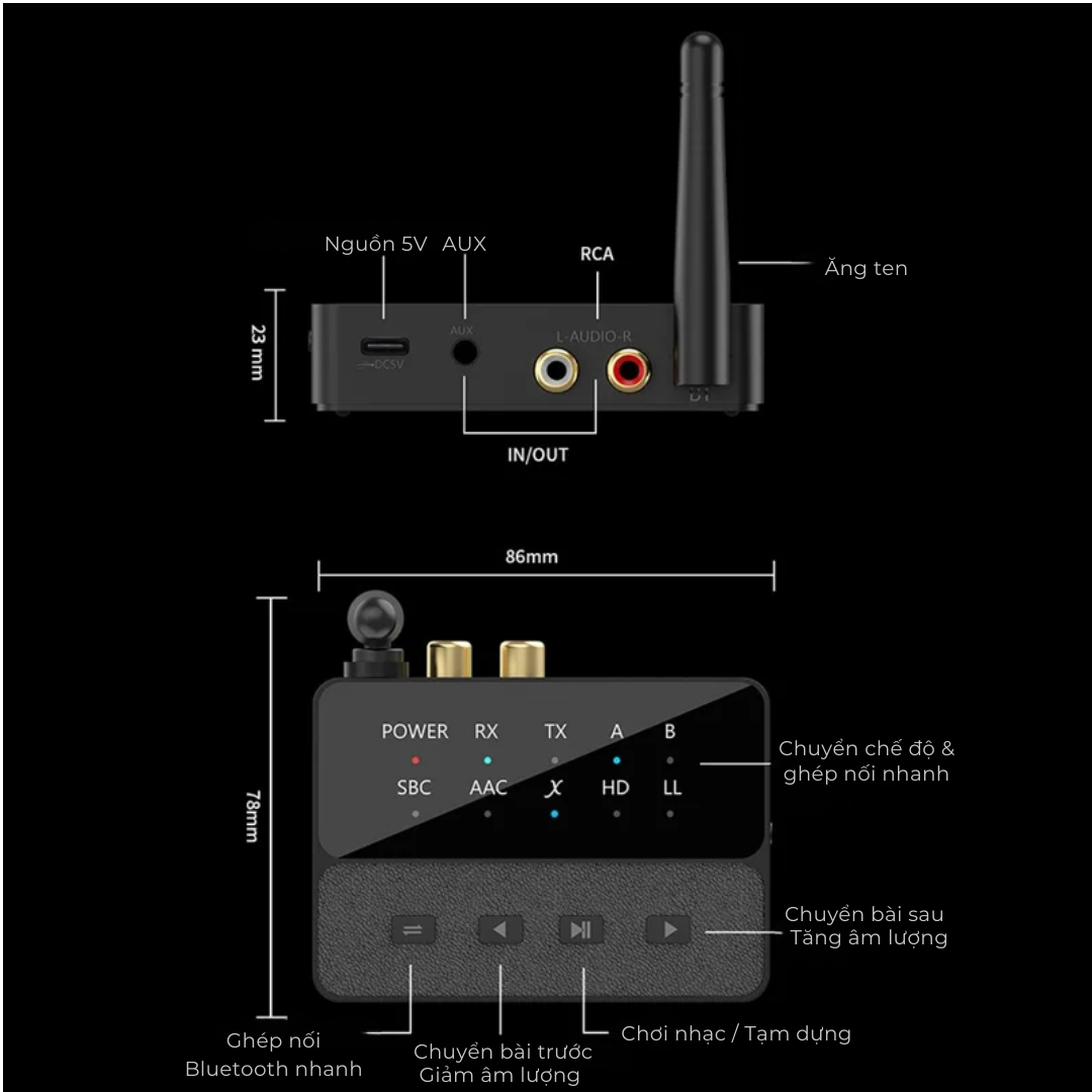 Bộ Thu Phát Bluetooth 5.3 Đa Năng Bluetooth D600 - Hàng Nhập Khẩu