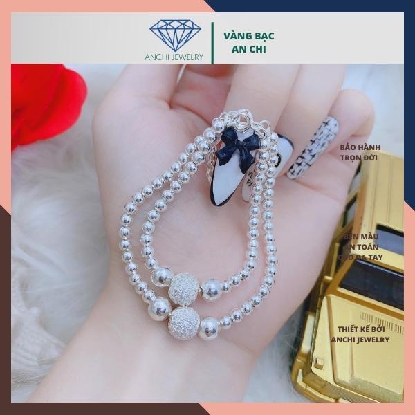 Lắc tay đôi mẹ và bé, vòng tay bi bạc ta nguyên chất sáng đẹp không đen xỉn,An chi Jewelry