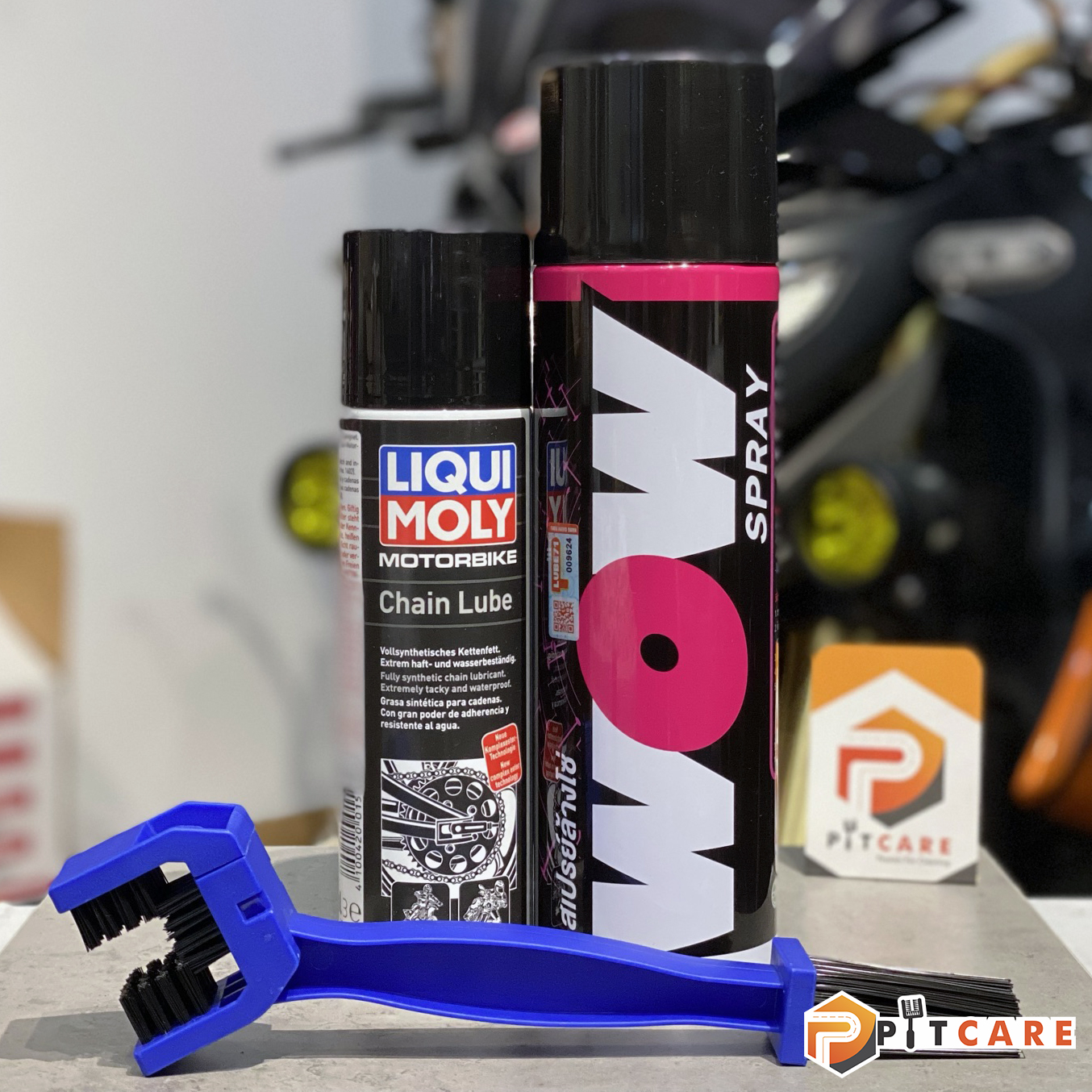 Combo Bảo Dưỡng Sên Liqui Moly Chain Lube 1508 Và Vệ Sinh Sên Wow Kèm Bàn Chải 3 Mặt Chuyên Dụng - Combo Trọn Bộ