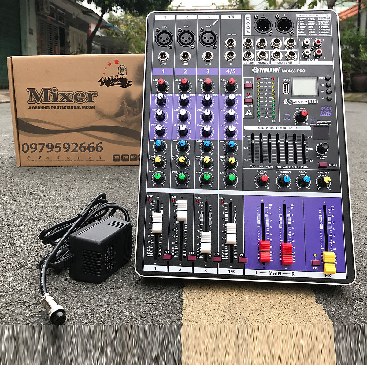 Bàn trộn âm thanh Mixer MAX 68 Pro - 99 hiệu ứng vang âm thanh chuẩn phòng thu, hát karaoke gia đình, live stream chuyên nghiệp - Bảo hành 12 tháng - Hàng chính hãng