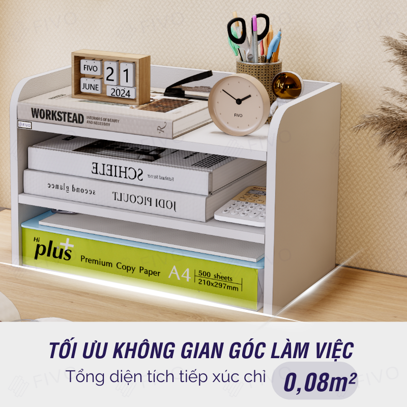 Kệ Sách Gỗ Mini Để Bàn FIVO FB27 Đa Năng, Dễ Lắp Ráp, Tiết Kiệm Không Gian, Gọn Gàng Góc Học Tập Và Làm Việc