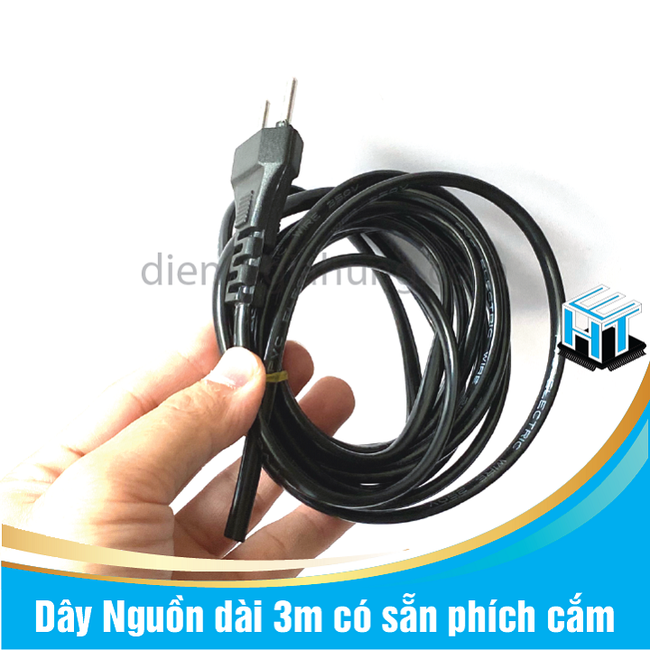 Dây Nguồn dài 3m có sẵn phích cắm, dây dùng cho quạt điện,máy ấp trứng