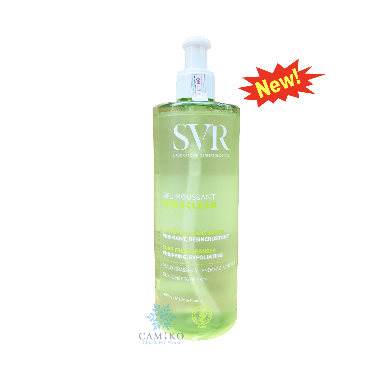 [Mẫu mới] SVR Sebiaclear Gel Moussant 400ml - Sữa rửa mặt làm sạch, tẩy tế bào chết không xà phòng