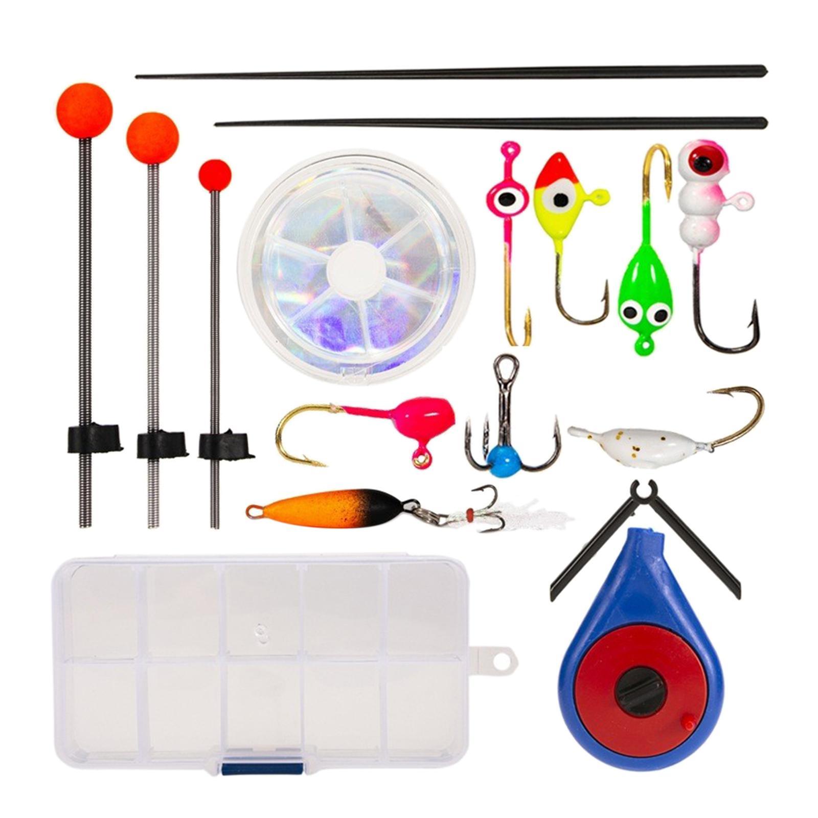 Winter Fishing Set Ice Fishing Jigs with Carbon Steel Hooks Portable