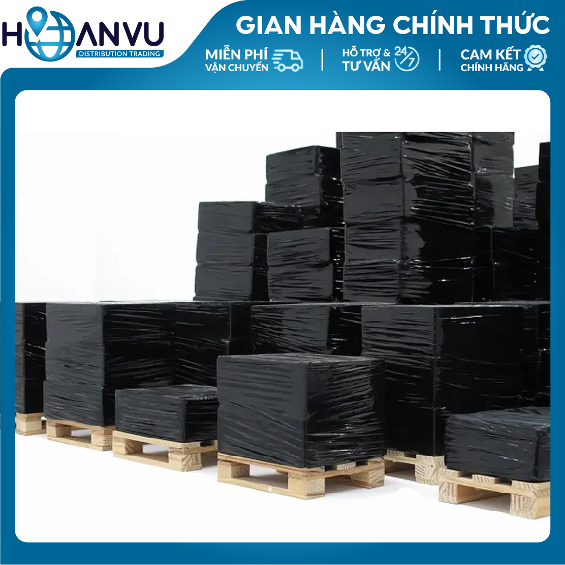 Màng PE Quấn Hàng Pallet TPP, PE Stretch Film, Màng Nhựa Bọc Hàng, Màng Quấn Pallet, Màng Chít, Màng Co, Màng Cuốn Hàng – Màu Đen