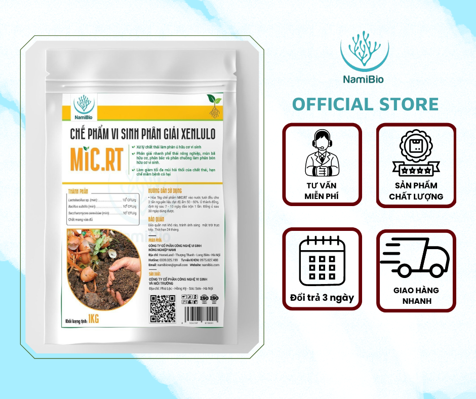 Chế phẩm vi sinh phân giải Xenlulo Xử lý chất thải làm phân ủ hữu cơ