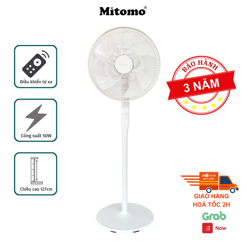 Quạt Cây Đứng Cao Cấp Mitomo FCE - 50AE MAX, có điều khiển từ xa, hẹn giờ, hoạt động siêu êm hàng chính hãng