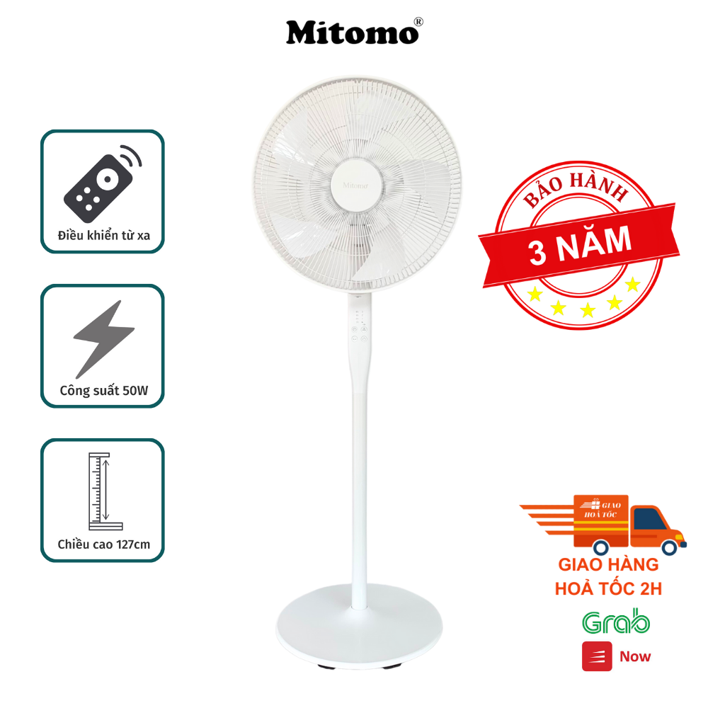 Quạt Cây Đứng Cao Cấp Mitomo FCE - 50AE MAX, có điều khiển từ xa, hẹn giờ, hoạt động siêu êm  hàng chính hãng