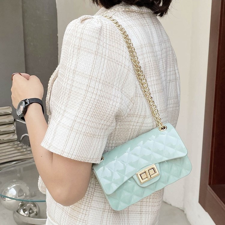 Túi xách nữ nhựa thạch bóng trần trám cho bạn gái phong cách Hàn Quốc size 17cm