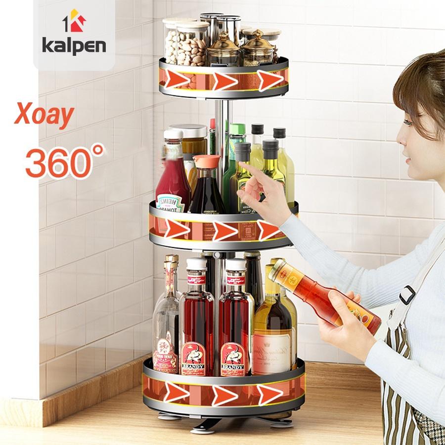 Kệ Đựng Gia Vị 2 Tầng 3 Tầng Xoay 360 Độ Nhà Bếp