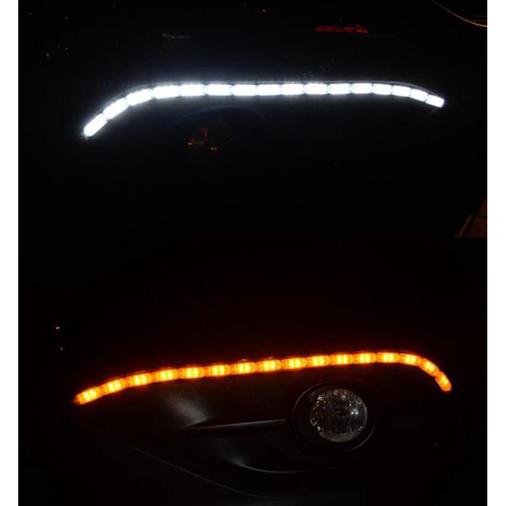 2pcs Flexible LED Strip Light DRL Daytime Running Light Waterproof Sequential Flow Headlight Runners Corner Turn Signal DRL