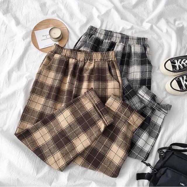 Quần caro unisex ống rộng/Caro Pants màu NÂU/ĐEN ️ Nam nữ unisex ️