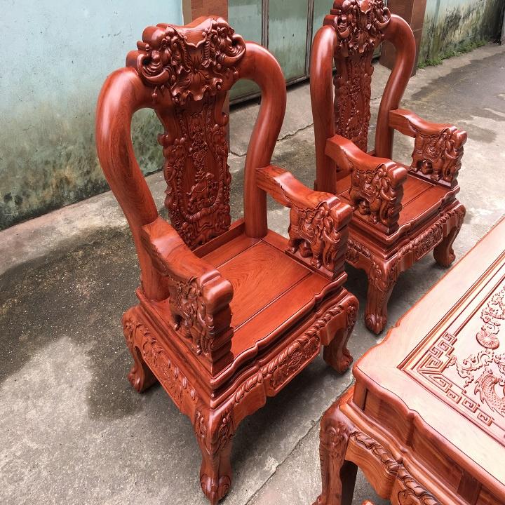Bộ bàn ghế minh quốc voi chiến gối lá sen gỗ hương đá ( Chị Hạnh - Lạng Sơn )
