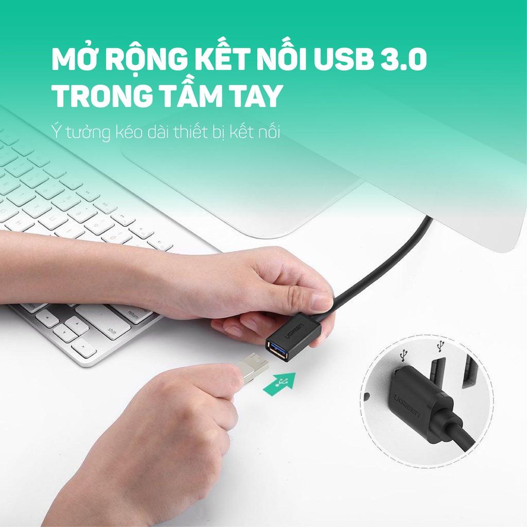 Dây nối dài USB 3.0 mạ vàng dài từ 1-3m UGREEN US129 dây dạng dẹt và tròn - Hàng Chính Hãng