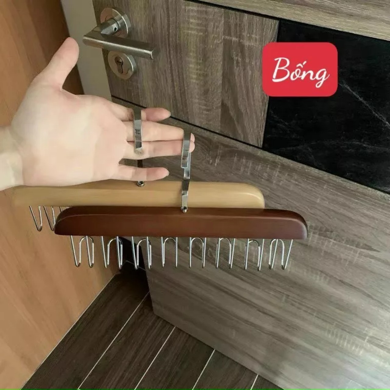 Móc Treo Áo 2 Dây Bra Đa Năng Tiện Lợi Giá Treo 8 Mắc Bằng Gỗ Treo Áo Lót Cà Vạt Thắt Lưng Túi Xách Gọn Tủ Quần Áo- HÀNG CHÍNH HÃNG MINIIN