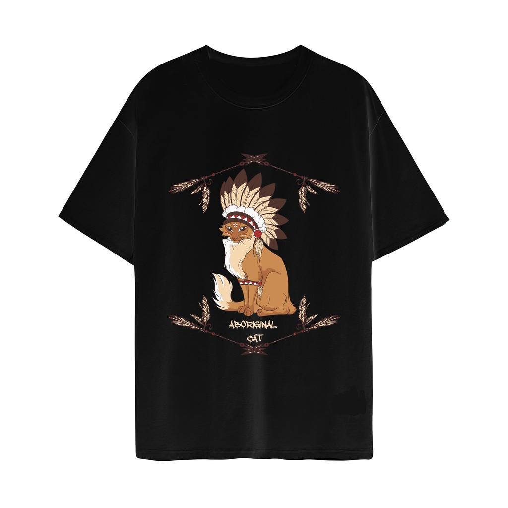 Áo Thun Unisex SUNDAY Moda Mèo thổ dân Đen Nam Nữ In Hình 100% Cotton - Local Brand Chính Hãng