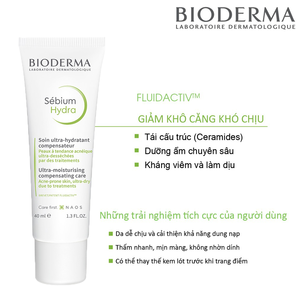 Kem dưỡng cấp ẩm dành cho da dầu, da mụn BIODERMA Sébium Hydra 40ml