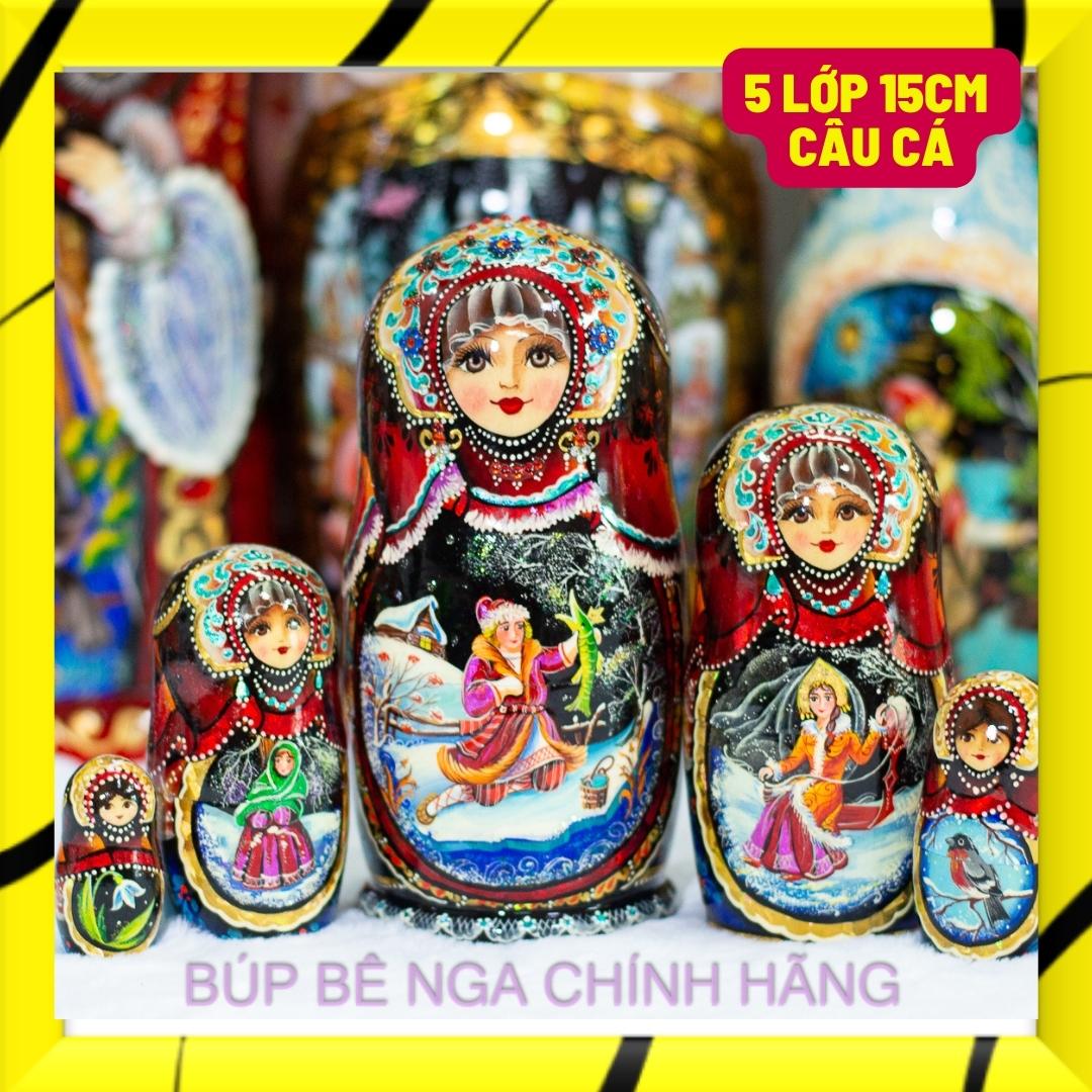 BỘ BÚP BÊ NGA MATRYOSHKA CAO CẤP 5 LỚP 15CM &quot;LỄ HỘI DÂN GIAN MÙA ĐÔNG&quot;