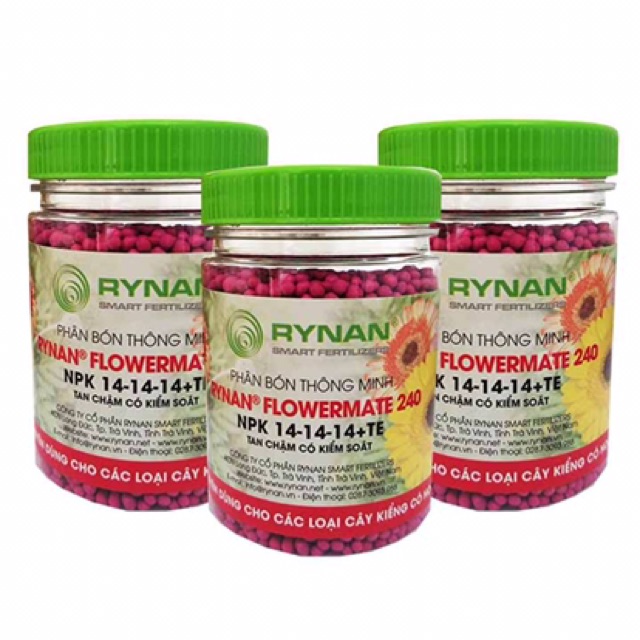 Phân bón thông minh có kiểm soát Rynan Flowermate NPK 14-14-14 +TE hũ 150gr