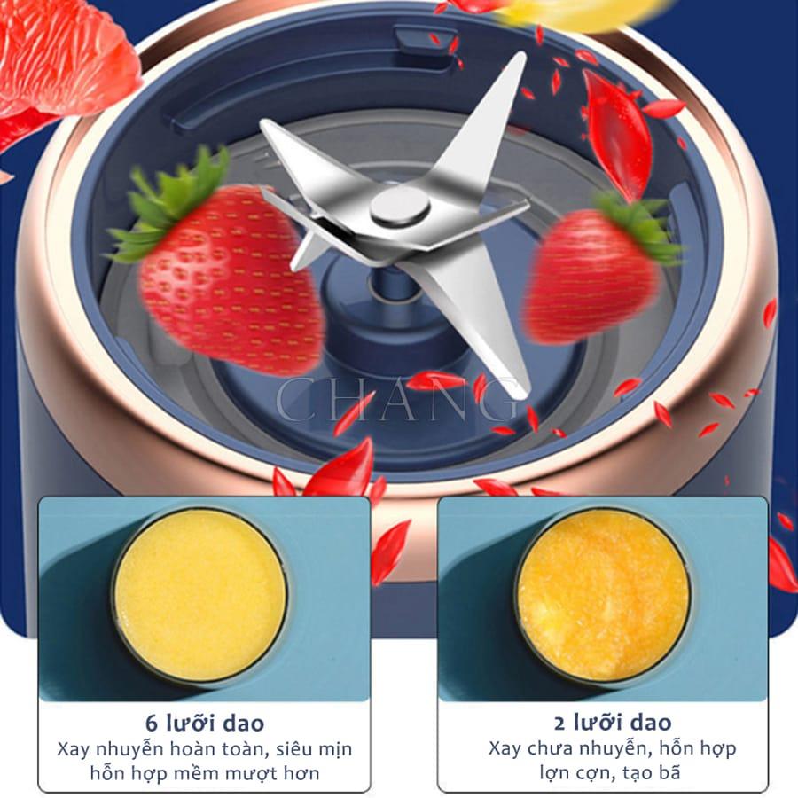Máy Xay Sinh Tố Hoa Quả Cầm Tay CHIGO JUICING CUP 300ml Sử Dụng Pin Sạc USB Siêu Tiện Lợi Tặng Kèm Nắp Đậy