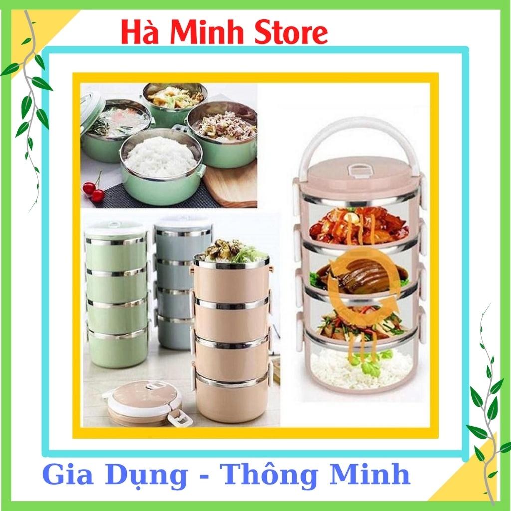 Hộp Đựng Cơm Giữ Nhiệt 4 Tầng, Cặp Lồng Đựng Cơm Lúa Mạch Giữ Nhiệt, Ruột Inox, 2,5l Lít siêu Tiện Dụng.