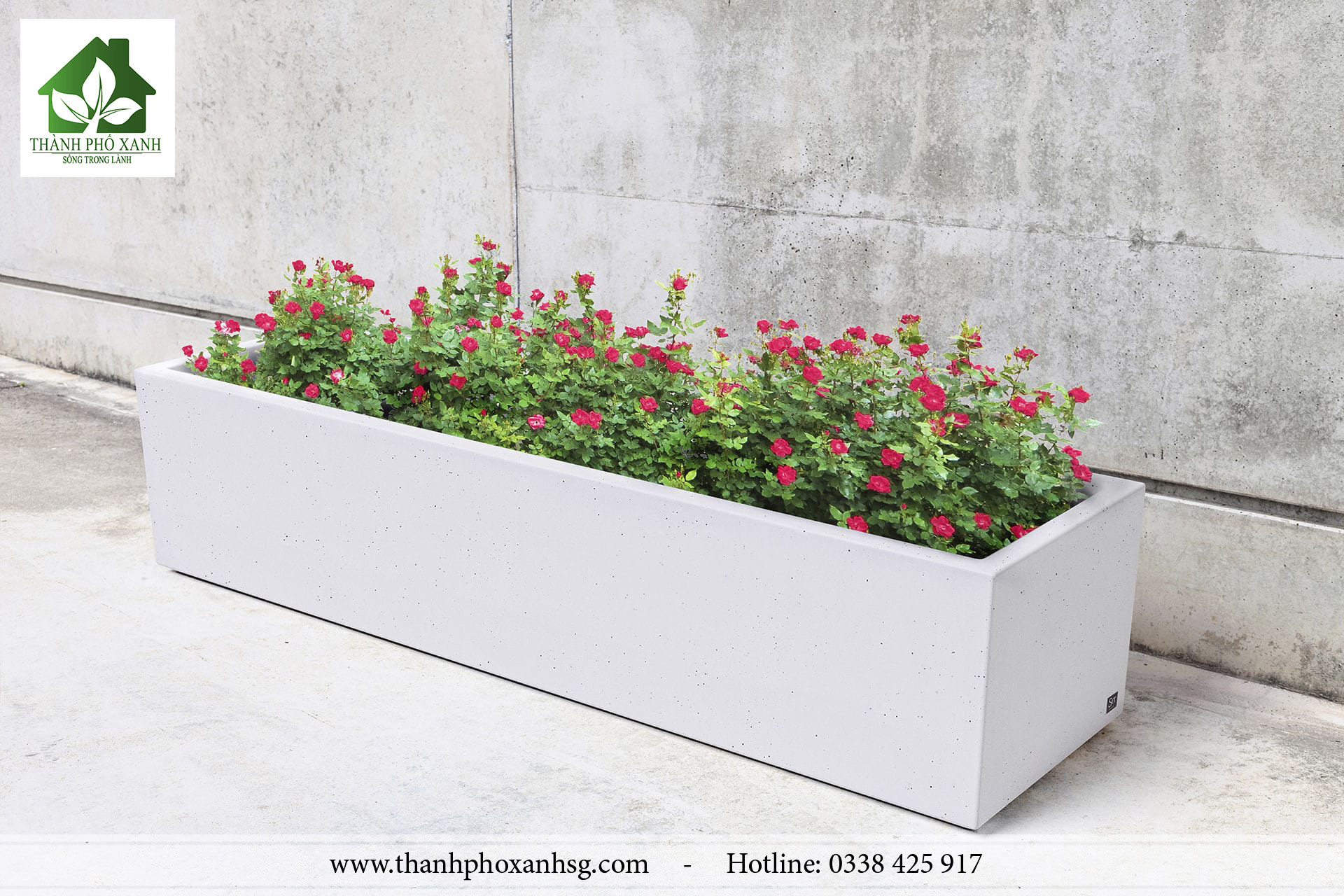 Chậu đá mài chữ nhật 60x20x20cm đen