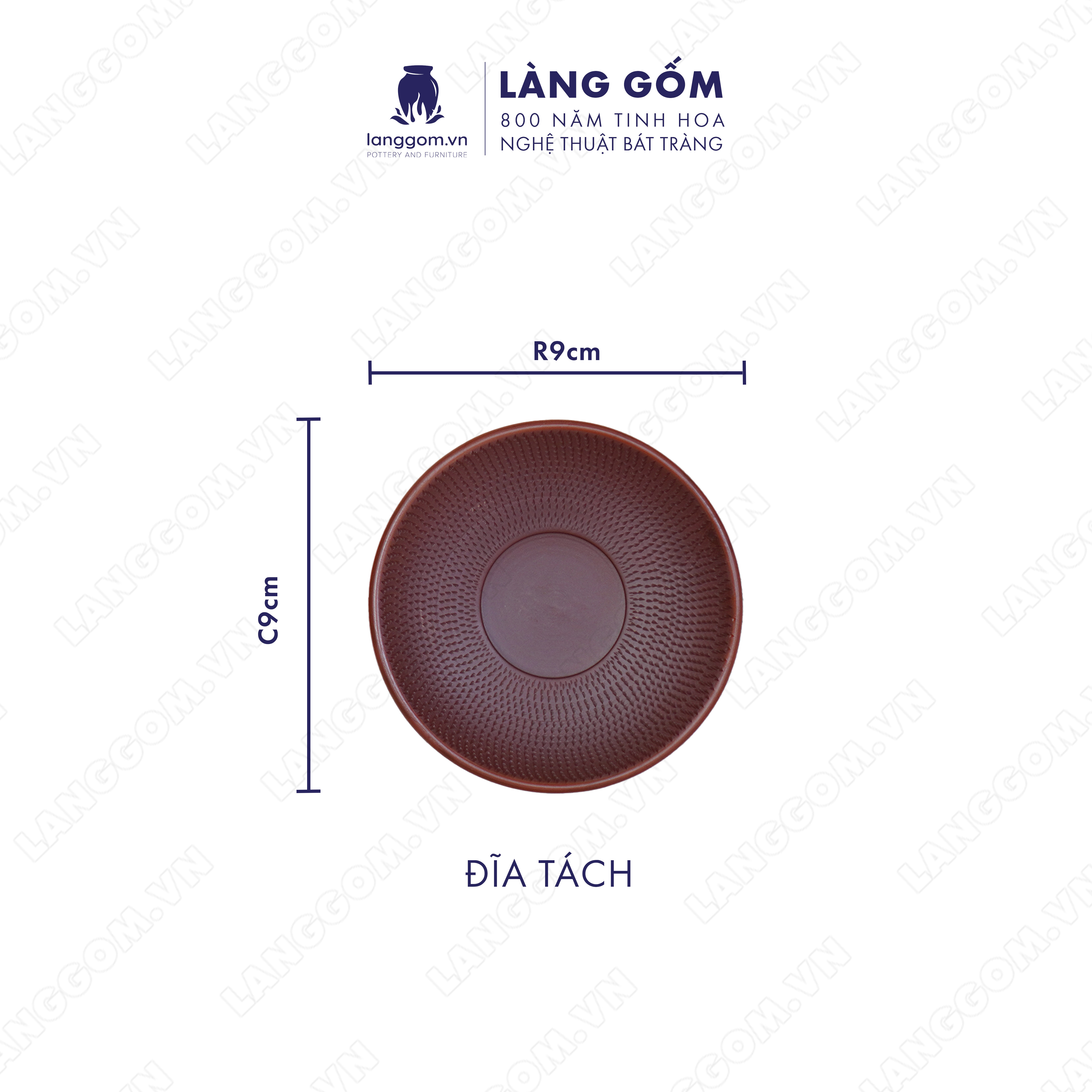 Bộ ấm chén đất nung hoa oải hương - Men mộc - Gốm sứ Bát Tràng - langgom.vn