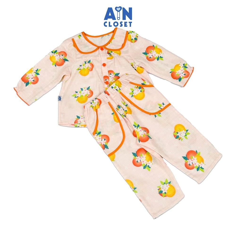 Bộ quần áo Dài bé gái họa tiết Hoa Cam Vàng Xô sợi tre - AICDBGLI5UWD - AIN Closet